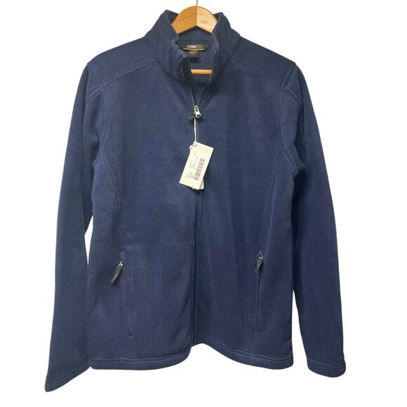 NWT Core 365 Men’s Navy Blue Full Zip Fleece Jacket 4 Pockets Size Small - Picture 1 of 6